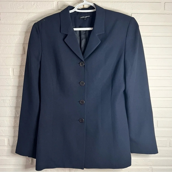 Mario Serrani Italy Navy Blue Buttoned Career Blazer, Women’s Size 8 - Picture 2 of 5